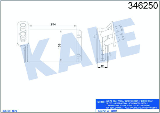 Kalorifer Radyatörü A3-Caddy-Golf-Jetta-Polo-Ibıza-Cordoba-Octavıa-1.4-1.6-1.8-1 resmi