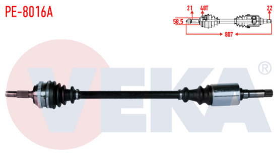 Komple Aks Sag On Peugeot 106 Iı 1.4i Abslı 48 Dıs Uzunluk 807mm 1996-2002 resmi