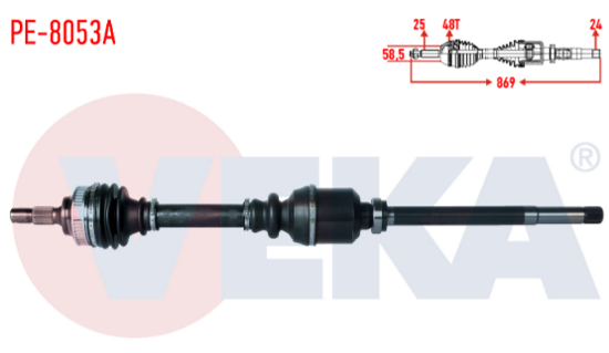 Aks Komp. Sag On Peugeot Partner  Orta Kasa  1.6 Hdı Abslı 48 Dıs Uzunluk 869mm resmi