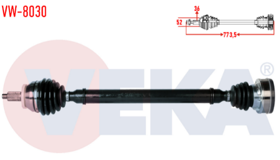 Komple Aks Sag On Volkswagen Polo (6r,6c) 1.6 Tdı (Caya-Cayb-Cayc) M-T Uzunluk 7 resmi